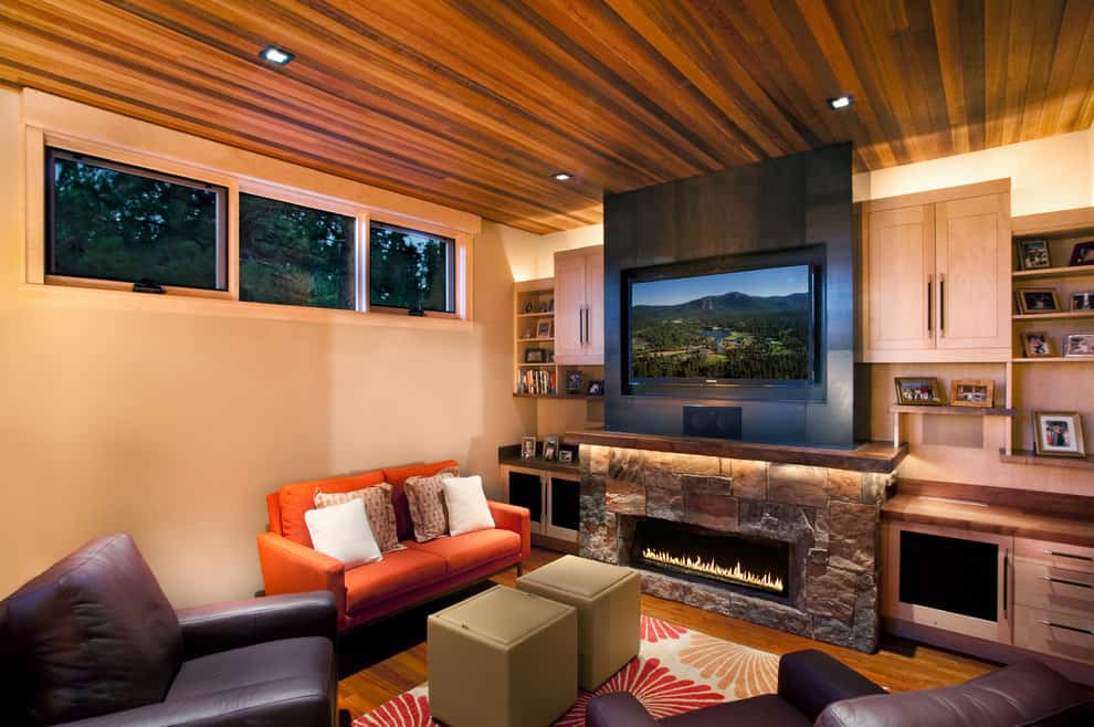What are some considerations in choosing a fireplace surround design?