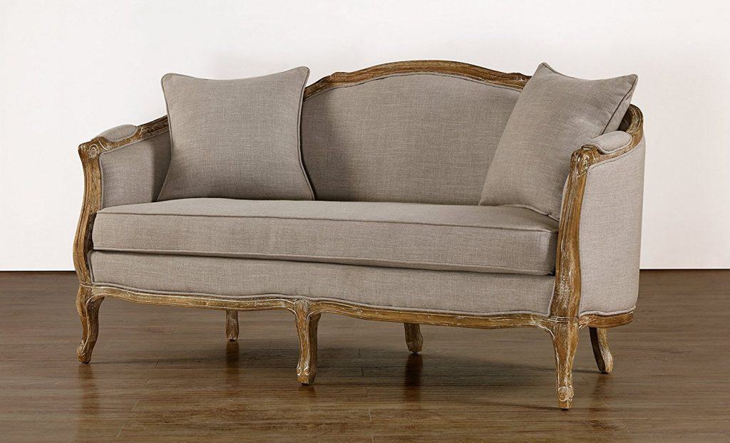 French Country Decor Ideas And Photos By S Baxton Studio Corneille French Country Weathered Oak Linen Upholstered 2 Seater Sofa Beige