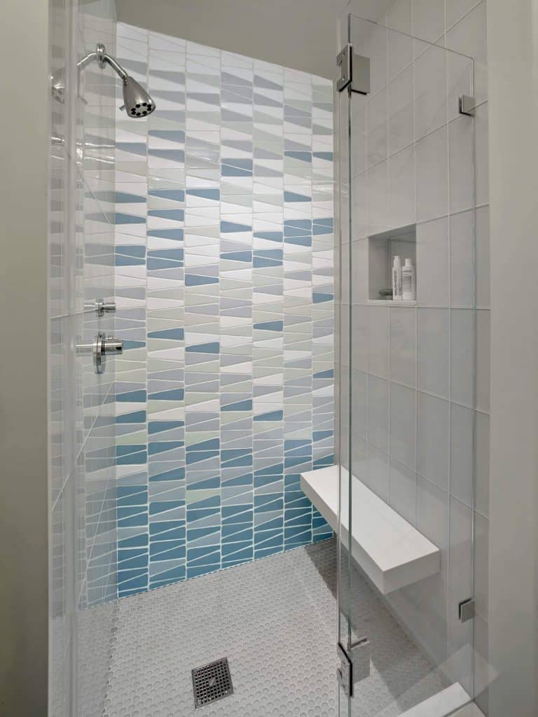 bathroom idea with Triangular Shades of Blue