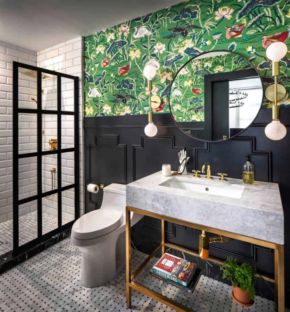 black wainscoting