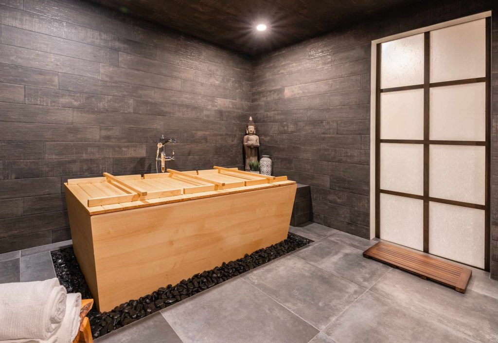 porcelain tile and gray floor bathroom photo