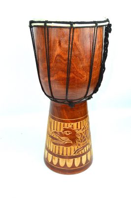 12 DJEMBE DRUM BONGO HAND CARVED AFRICAN DRAGON WILD DESIGN