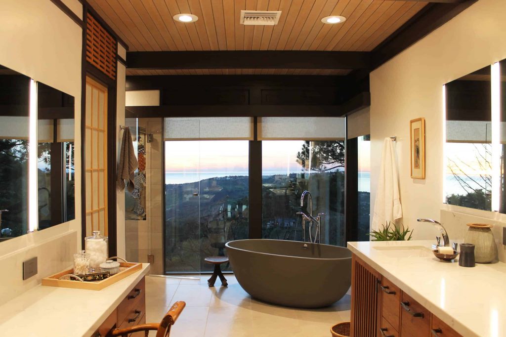 porcelain tile and gray floor bathroom photo