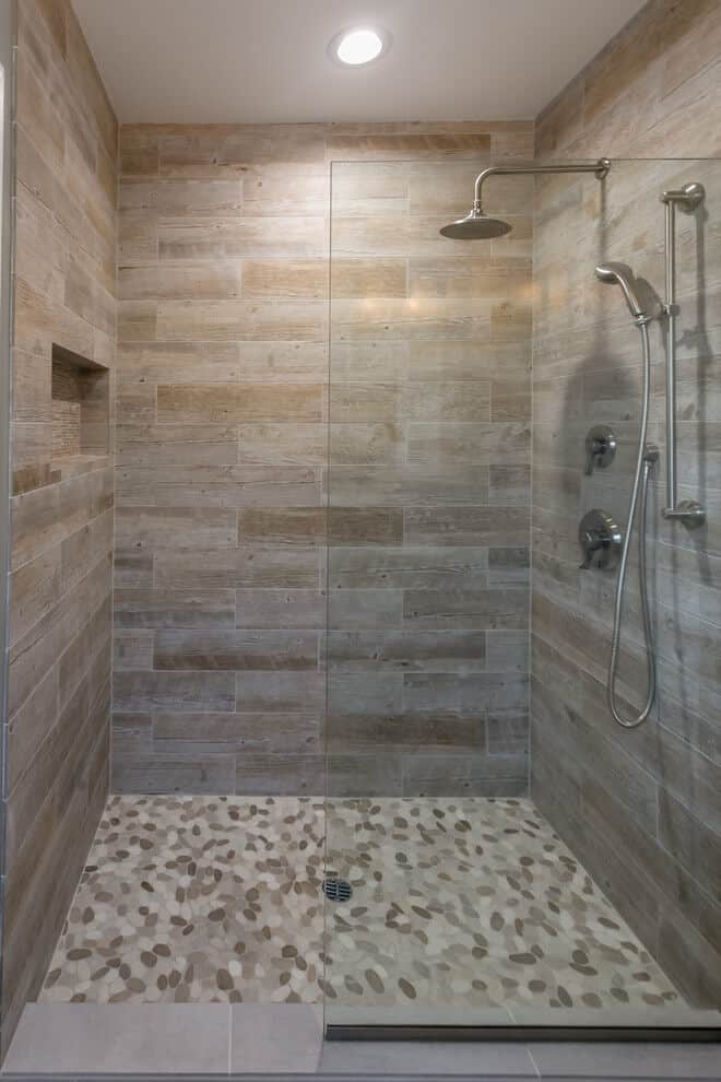 44 Modern Shower Tile Ideas And Designs, Pebble Tile Bathroom Ideas