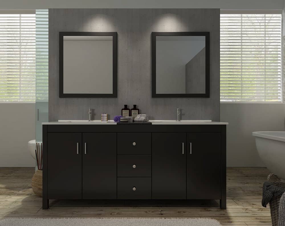 72 in. Double Sink Vanity Set in Espresso