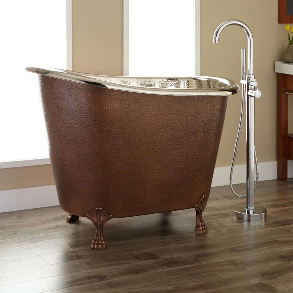 Abbey Copper Slipper Clawfoot Soaking Tub - No Overflow - Nickel