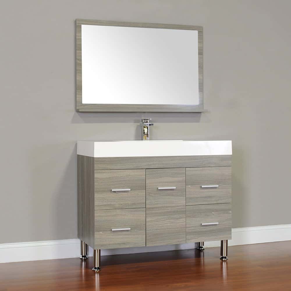 Alya Bath At-8041-G 39 Single Bathroom Vanity with Mirror in Grey