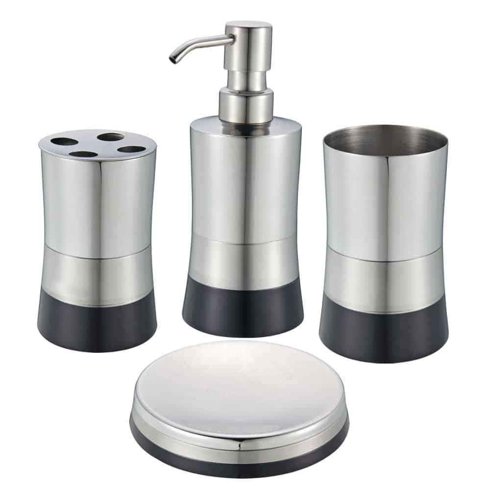 Blue Donuts 4 Piece Stainless Steel Bathroom Set - Black