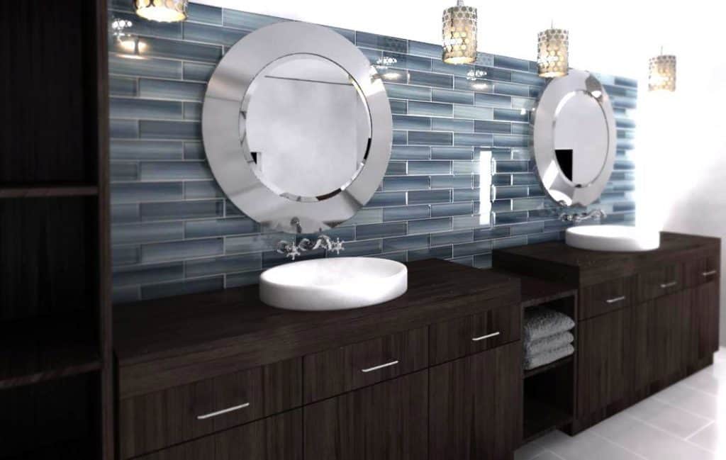 Deep Ocean Blue, Gentle Grey - 3x12 Glass Tile