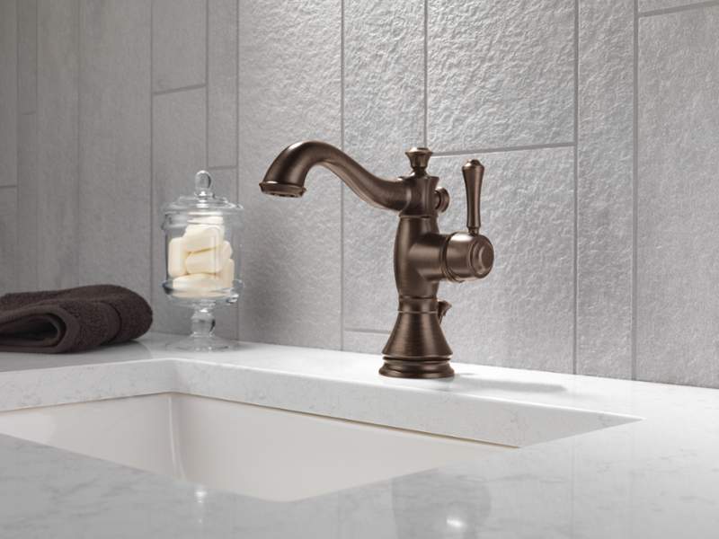 Delta Faucet 597LF-RBMPU Cassidy Single Hole-Single Handle 4-Inch Plate/Metal Pop-up, Venetian Bronze