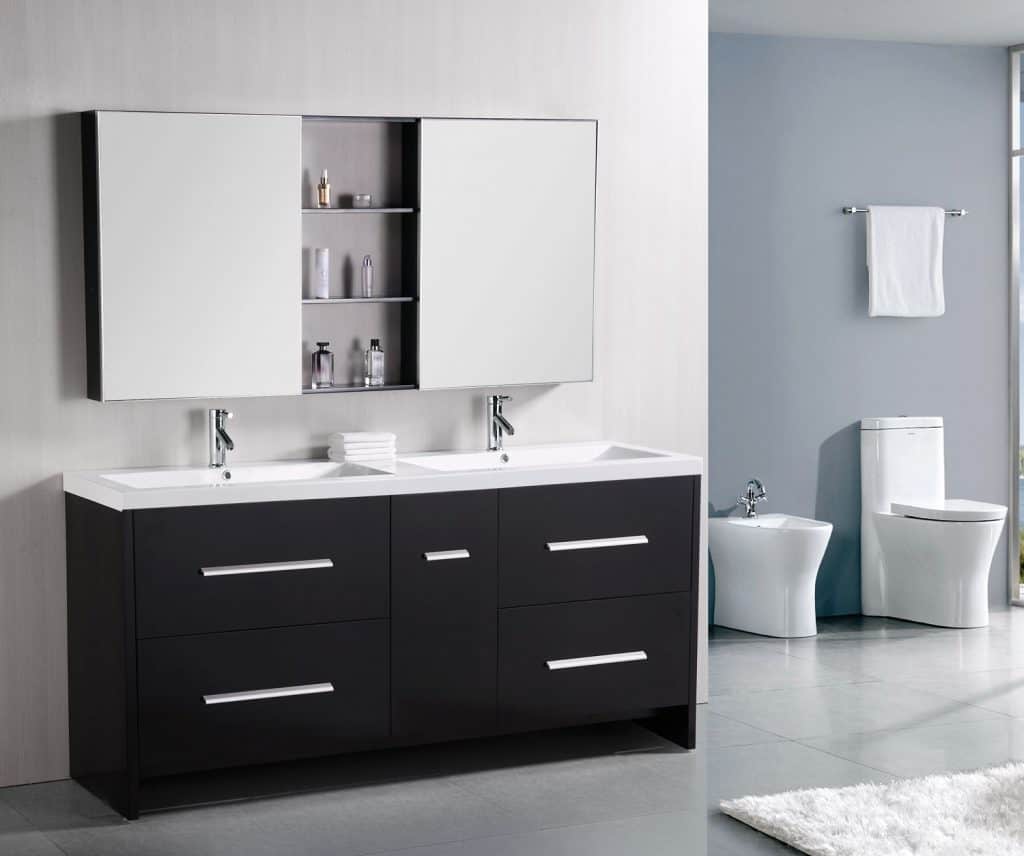 Design Element Perfecta Double Integrated White Acrylic Drop-in Sink Vanity Set