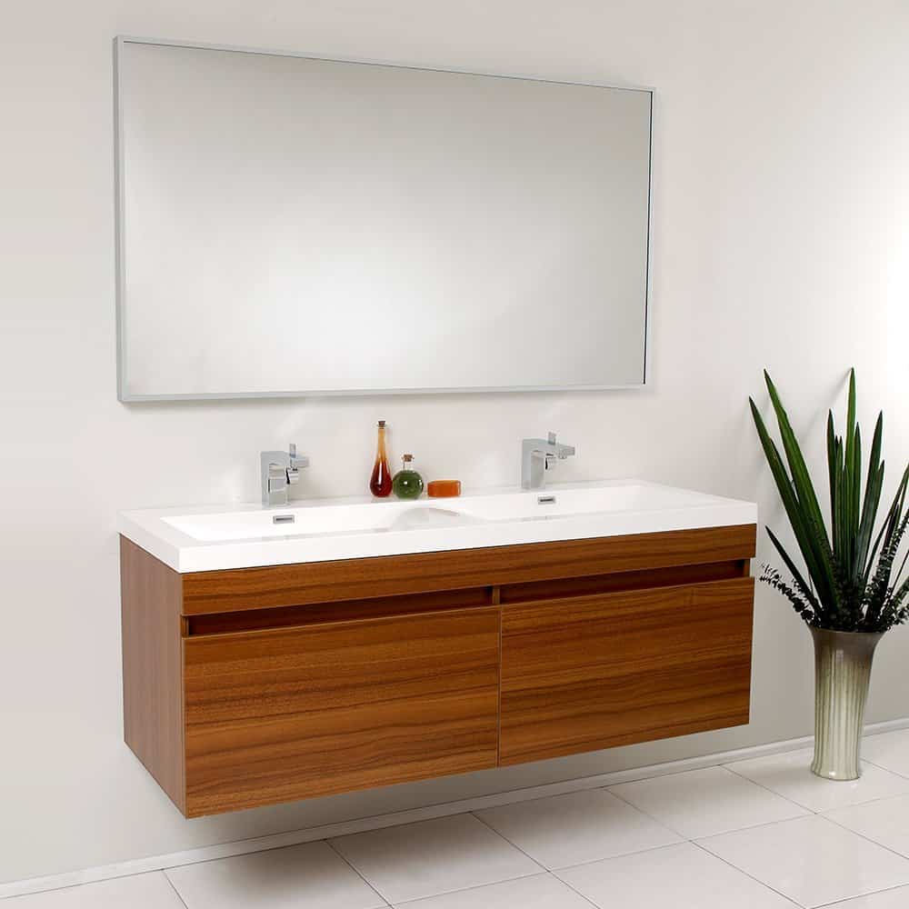 Fresca FVN8040TK Modern Largo Bathroom Vanity with Wavy Double Sinks
