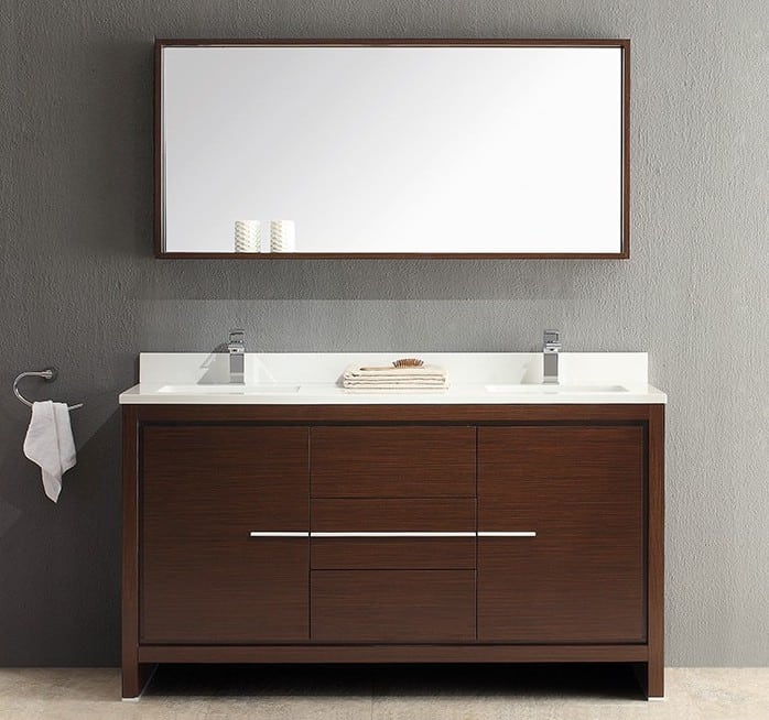 Fresca FVN8119WG Modern Allier Double Sink Bathroom Vanity with Mirror