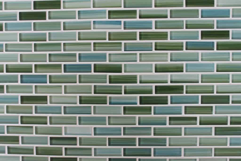 Rip Curl Green and Blue Hand Painted Glass Mosaic Subway Tiles