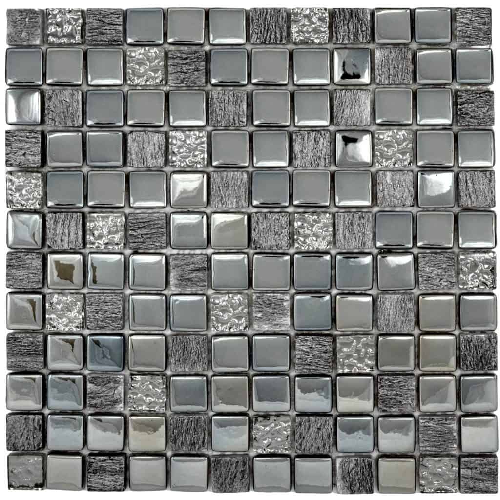 Stunning Contemporary Shimmering Silver Grey Tones Glass and Ceramic Mosaic Tiles