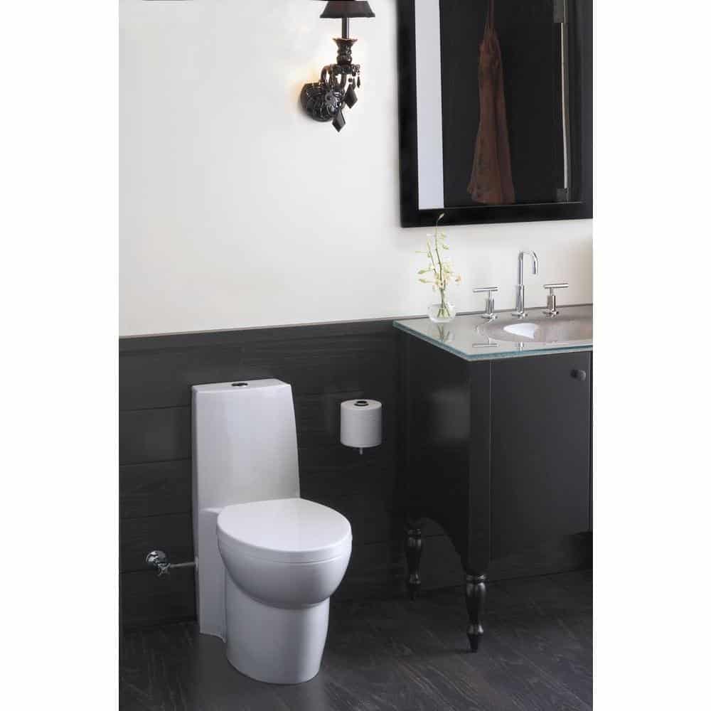 KOHLER K-3564-96 Saile Elongated One-Piece Toilet with Dual Flush Technology, Biscuit