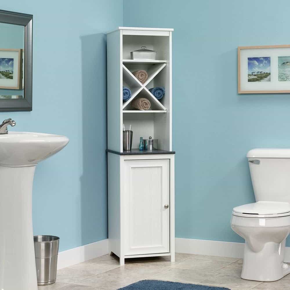 Sauder Linen Tower Bath Cabinet, Soft White Finish