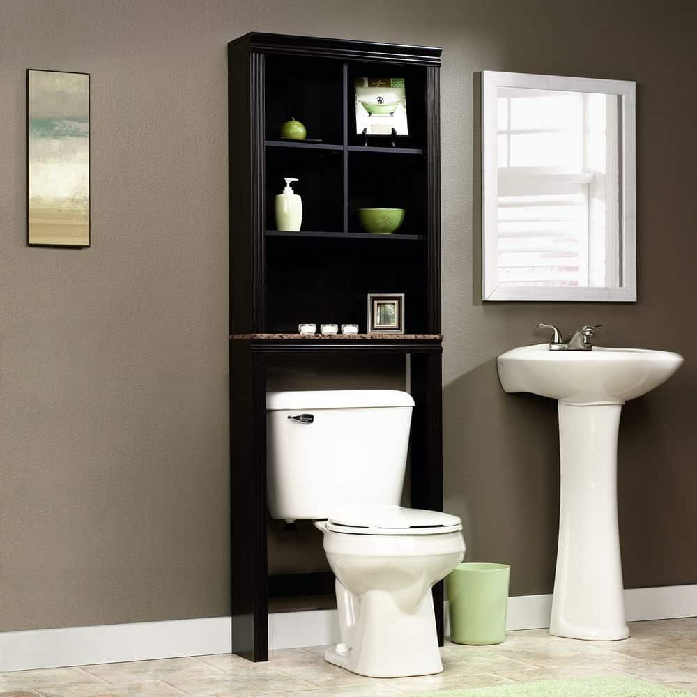 Sauder Peppercorn Etagere Bath Cabinet, Cinnamon Cherry Finish