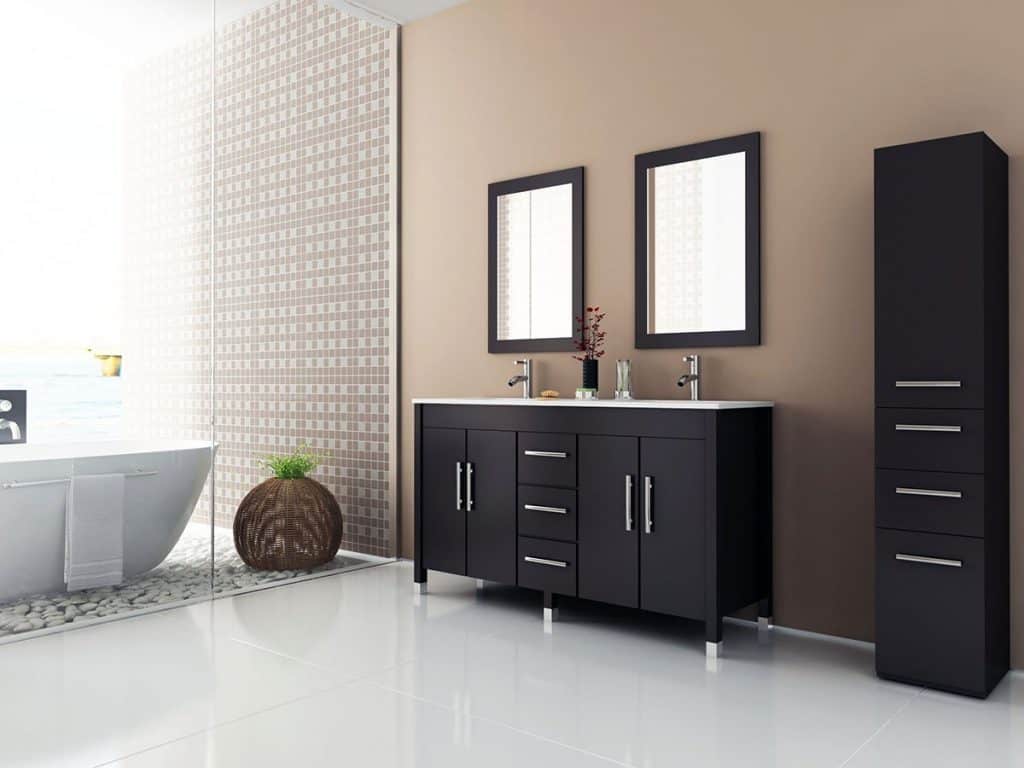 Sirius Contemporary Double Sink Bathroom Vanity With Stone Top