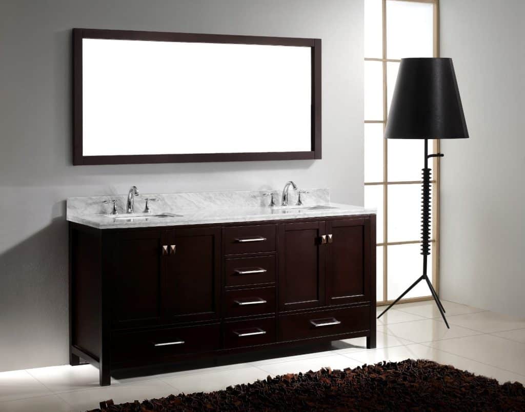 Virtu USA GD-50072-WMSQ-ES Caroline Avenue 72-Inch Bathroom Vanity with Double Square Sinks in Espresso and Italian Carrara White Marble