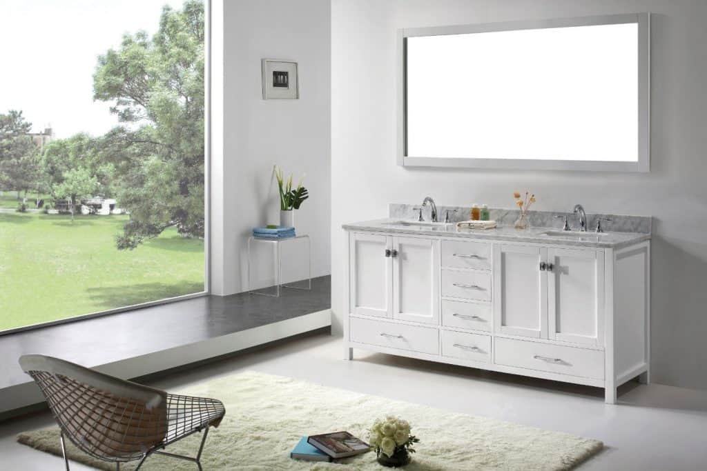 Virtu USA GD-50072-WMSQ-WH Transitional 72-Inch Double Sink Bathroom Vanity Set, White