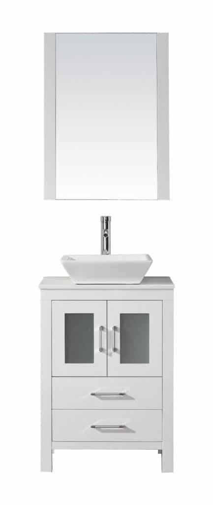 Virtu USA KS-70024-S-WH Modern 24-Inch Single Sink Bathroom Vanity Set with Polished Chrome Faucet, White