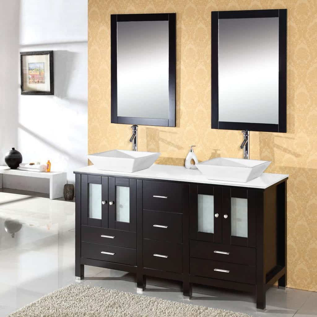 Virtu USA MD-4305-S-ES Bradford 60-Inch Bathroom Vanity with Double Sinks, Espresso Finish