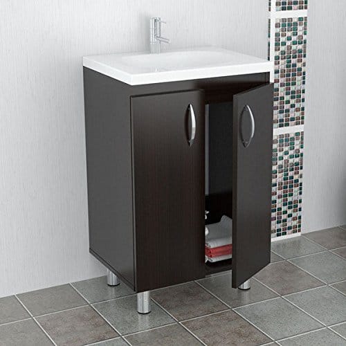 Click to open expanded view Inval Modern Single Sink Bathroom Brown Floor Cabinet