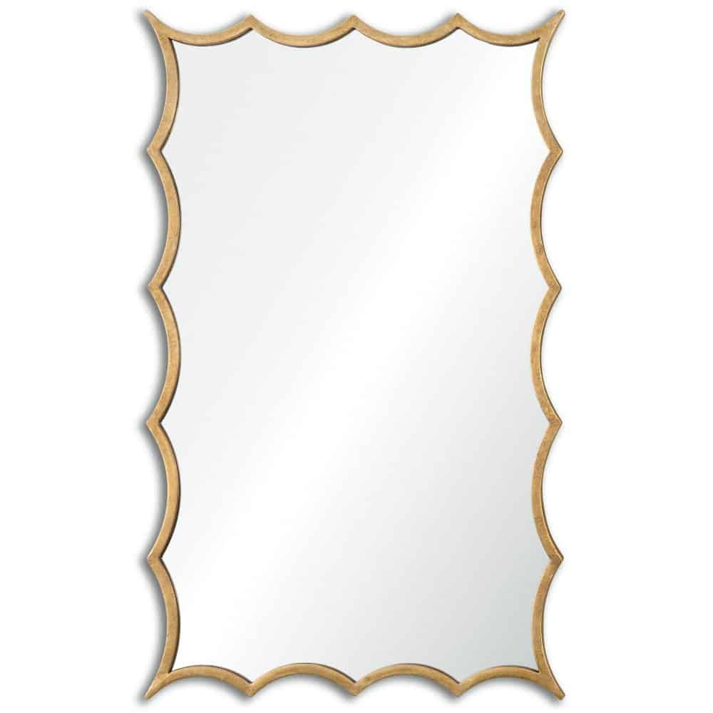 Darius Wavy Scalloped Bathroom Wall Mirror with Hand Forged Antiqued Gold Leaf Frame