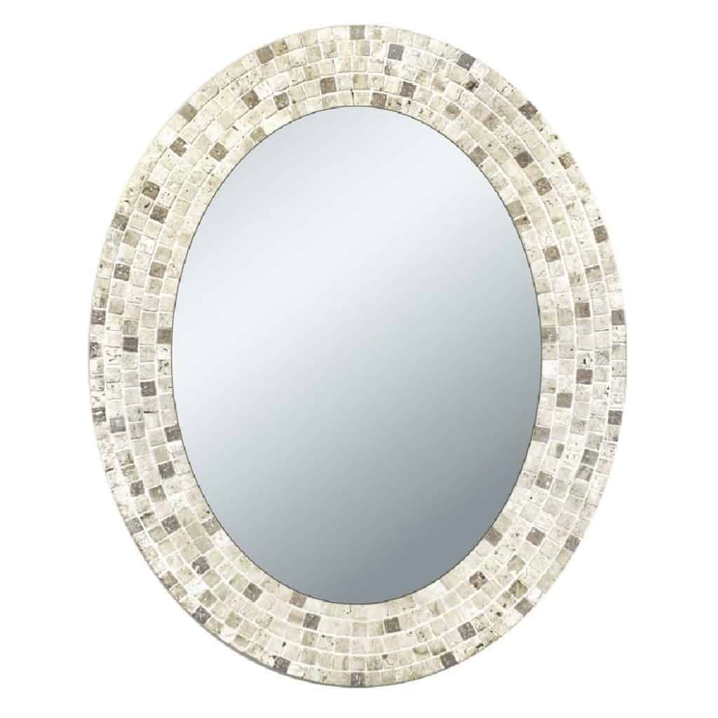 Head West Travertine Mosaic Oval Bathroom Mirror
