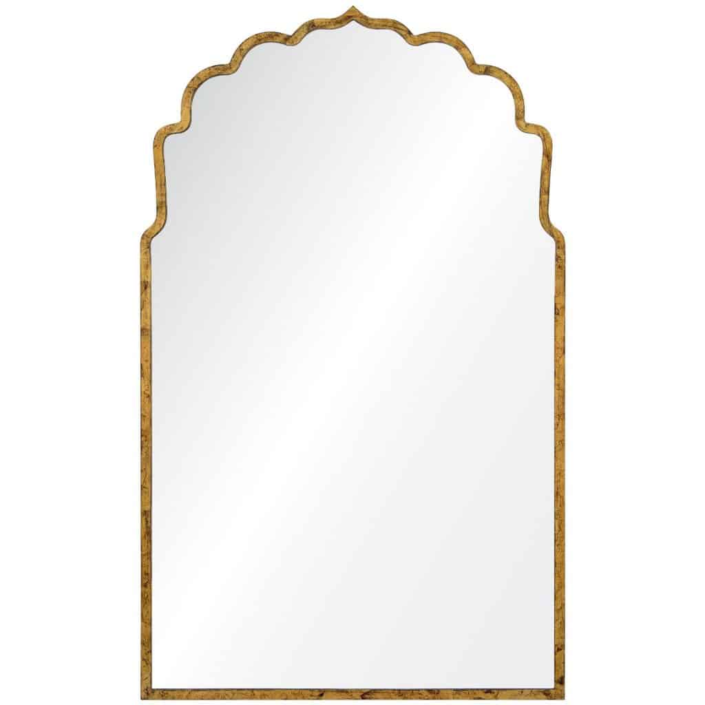 Lotus Silhouette Hollywood Regency Gold Leaf Bathroom Mirror