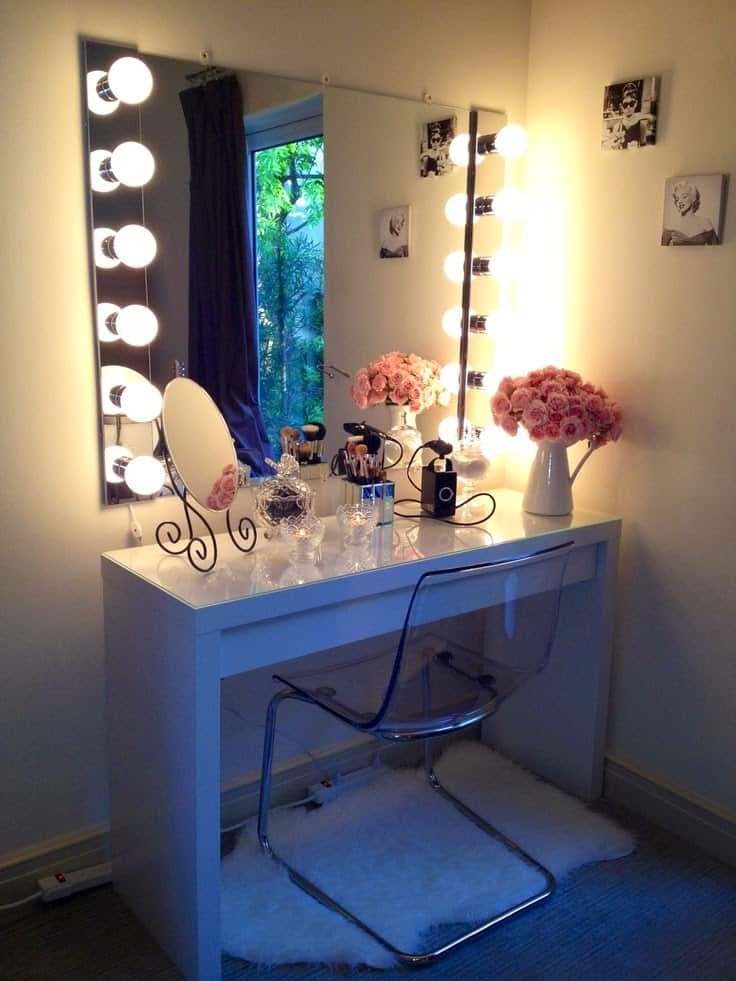 Vanity Mirror With Lights, How To Make A Vanity Table With Mirror And Lights Ikea