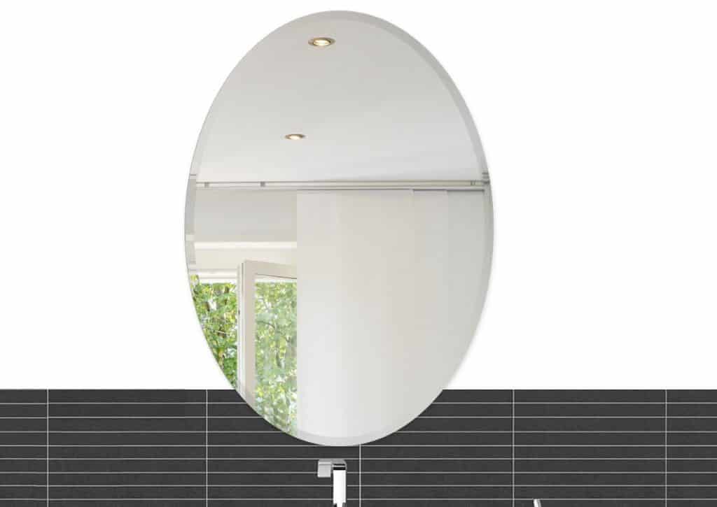 22 x 30 Inch Oval Beveled Polish Frameless Wall Mirror with Hooks