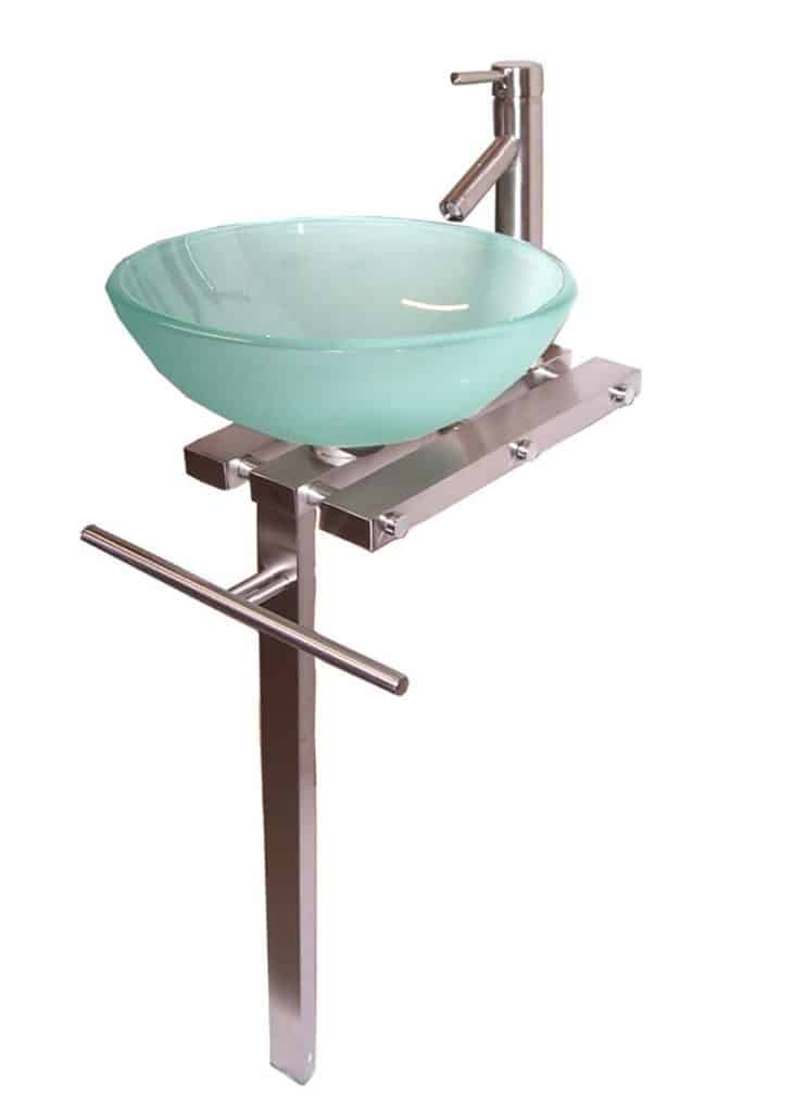 Contemporary Bathroom Vanities Pedestal Glass Bowl Vessel Sink Combo With Faucet