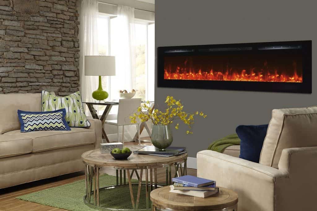 Touchstone Sideline 72 Recessed Electric Fireplace with Heater