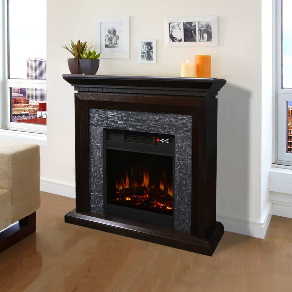XtremepowerUS Large Room Grand 3D Flame Electric Fireplace with Mantel Cabinet Espresso