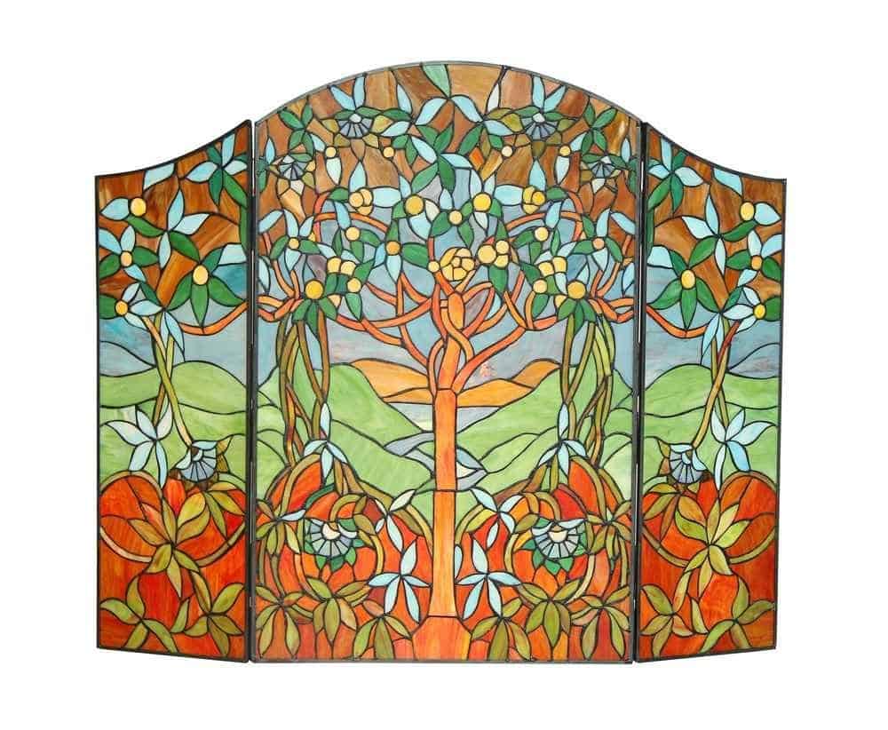EDEN Tiffany-style 3pcs Folding Fireplace Screen 44x35