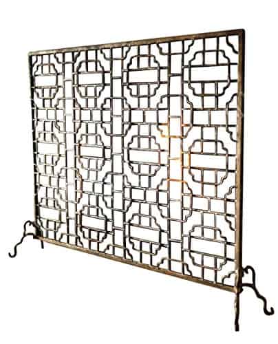 Geometric Single Panel Flat Fireplace Screen
