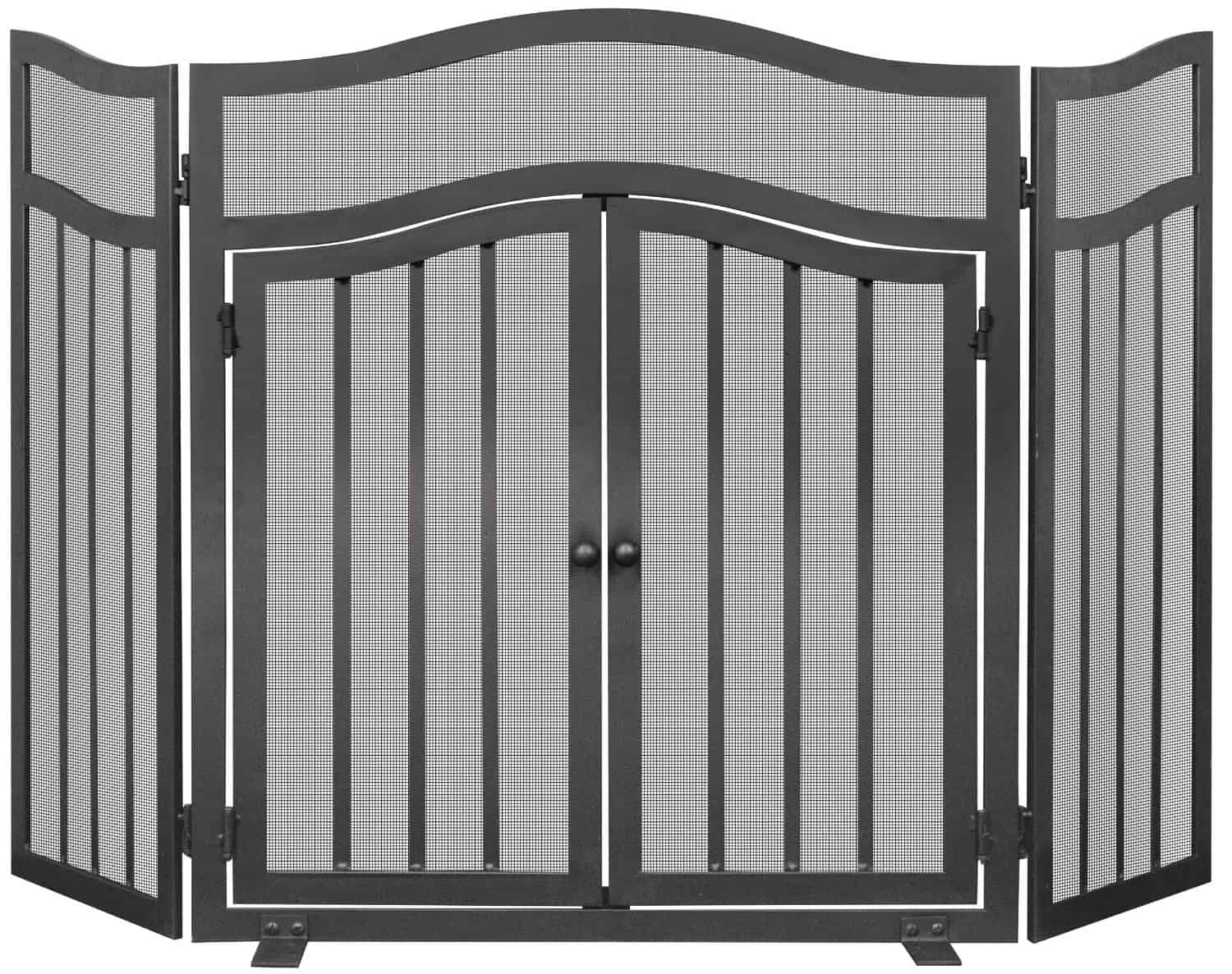 UniFlame S-1026 3 Panel Wrought Iron Screen with Doors