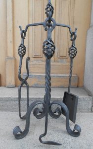 Wrought Iron Fireplace Tools Set Hand Forged Handmade 4 Pieces Stove Set