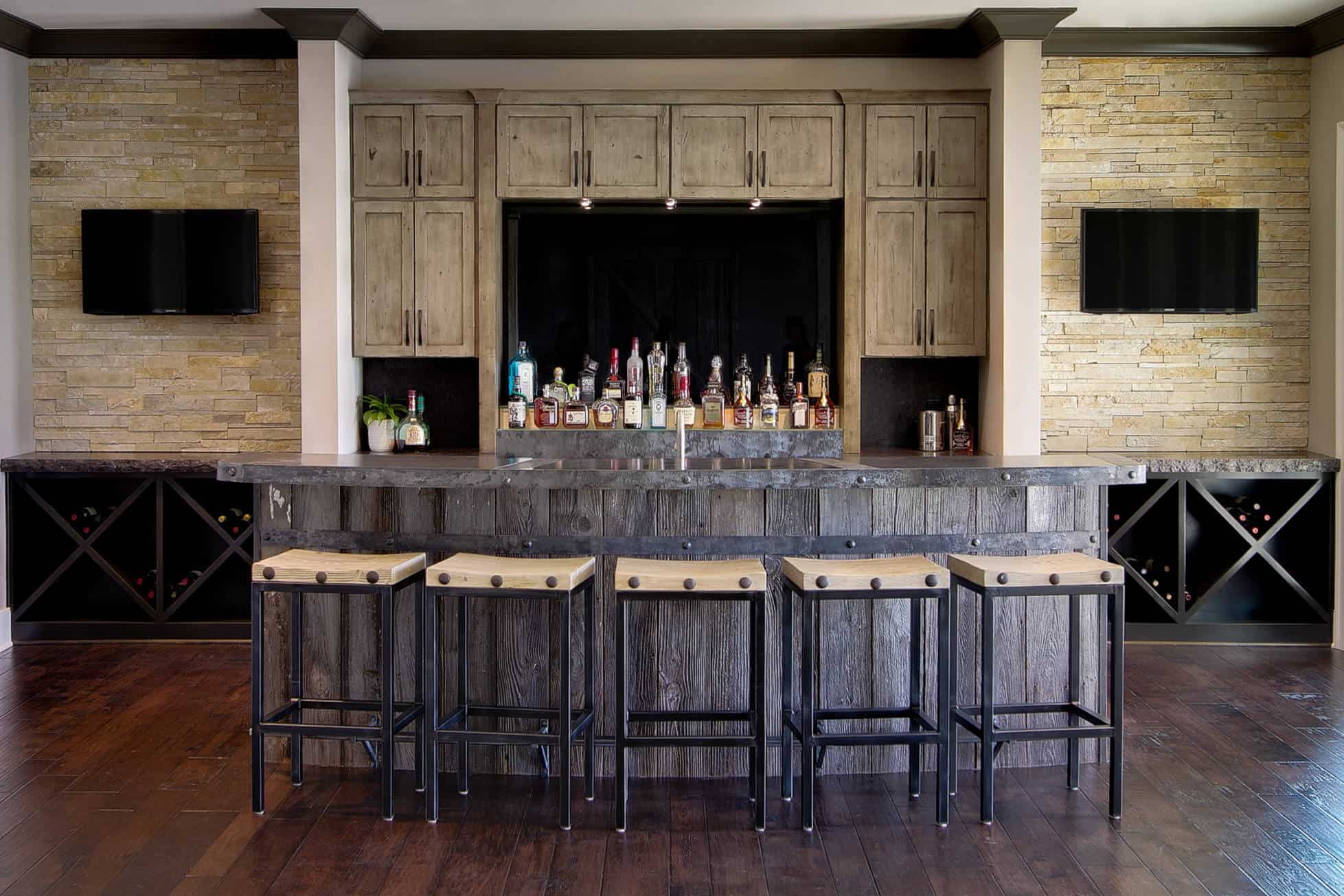 red wall color basement bar designs