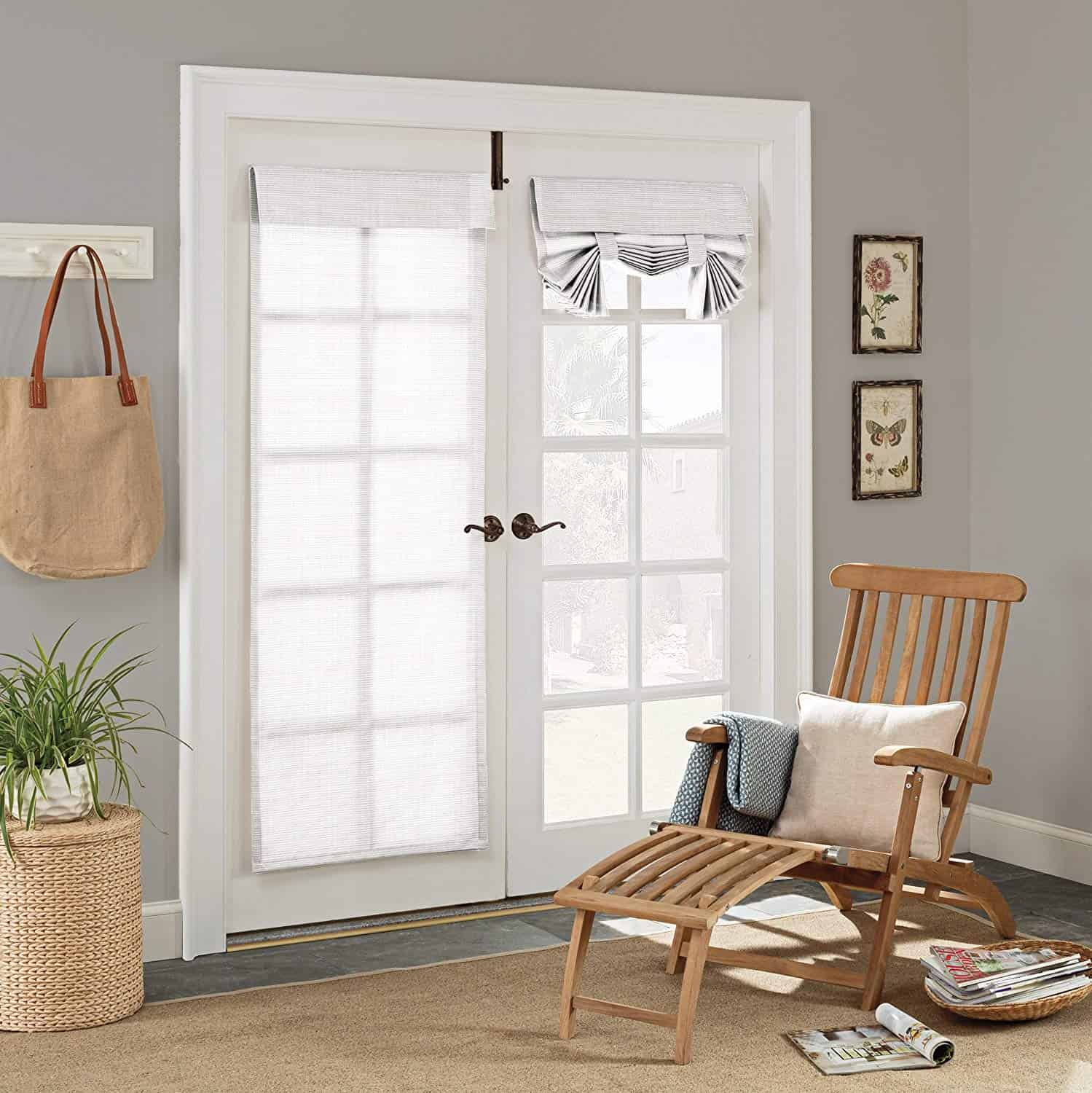 Unique French Door Window Treatment for Simple Design