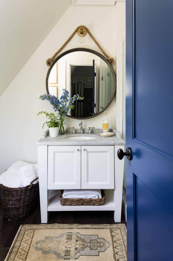 By the Vanity Towel Storage Idea 