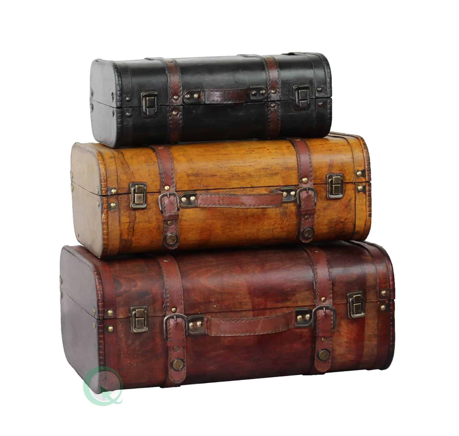 3-Colored Vintage Style Luggage SuitcaseTrunk