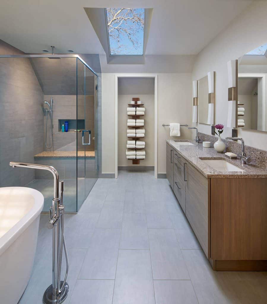 towel storage ideas Stacked High and Tight to Save Space