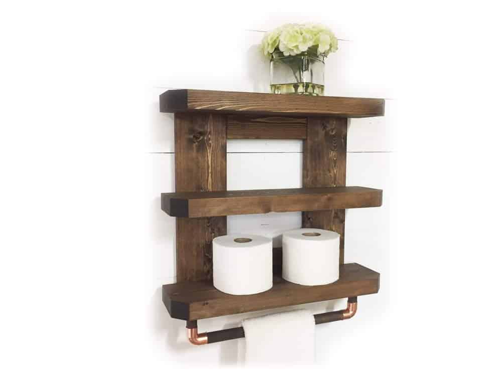 35 Best Bathroom Shelf Ideas For 2021, Rustic Wood Bathroom Shelves