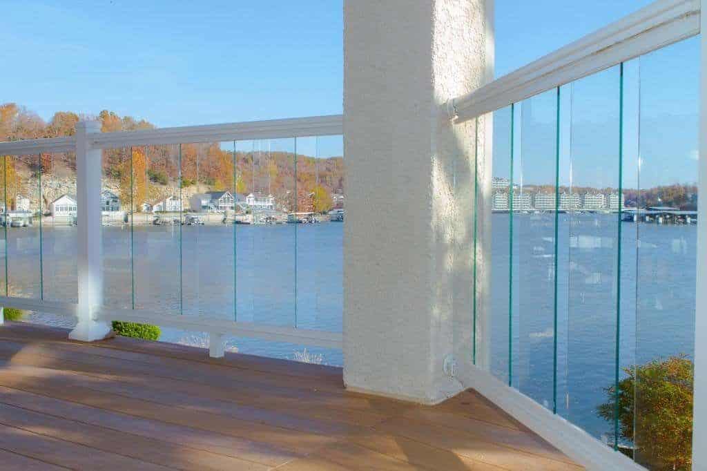 Vertical Glass Panel Deck Railing Idea
