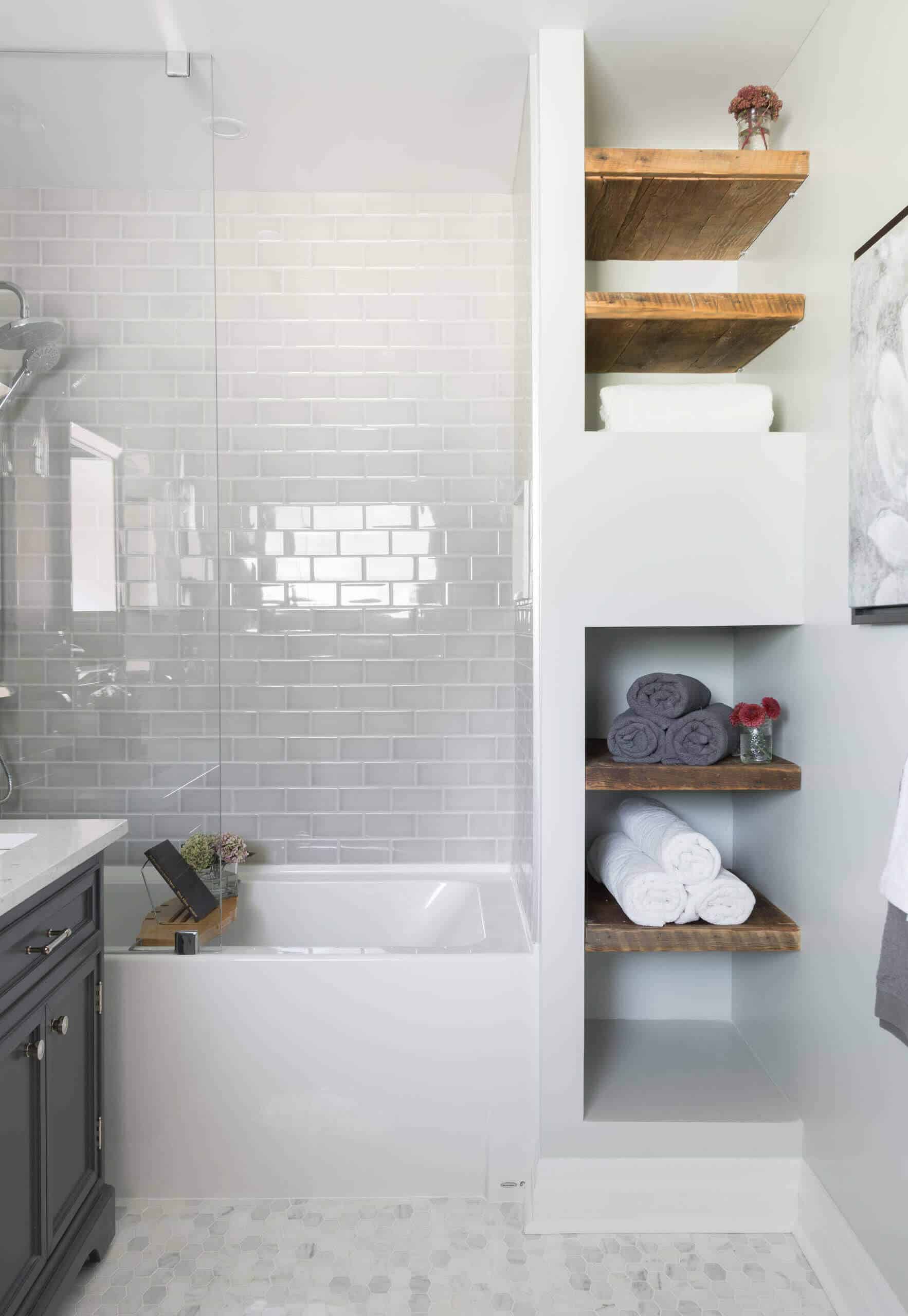 built in towel rack