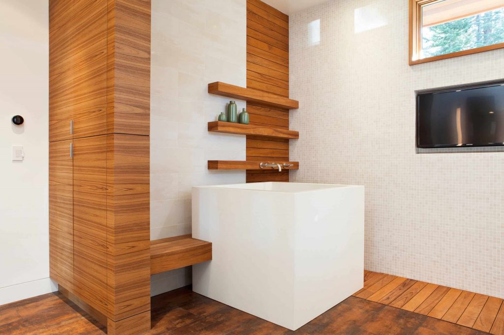 porcelain tile and beige floor bathroom idea in Portland
