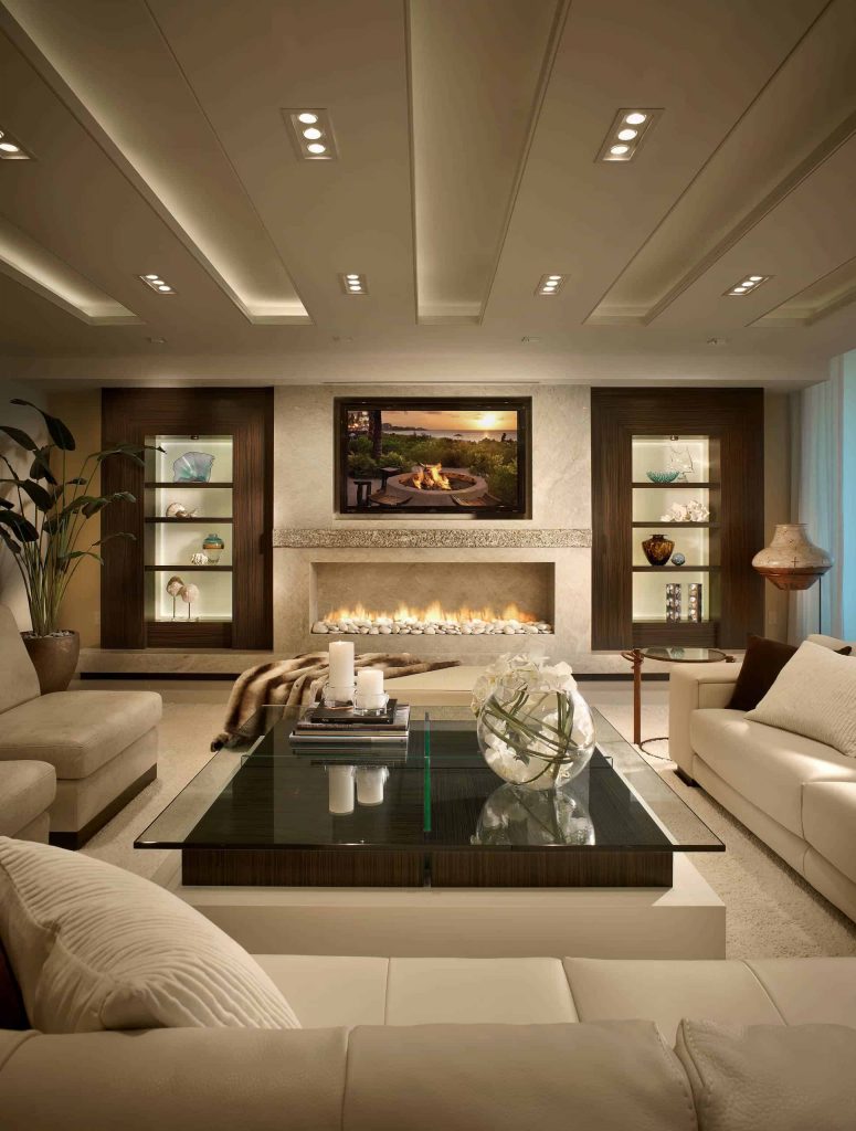 30 Modern Living Rooms with Fireplace and TV Together - Decor Snob